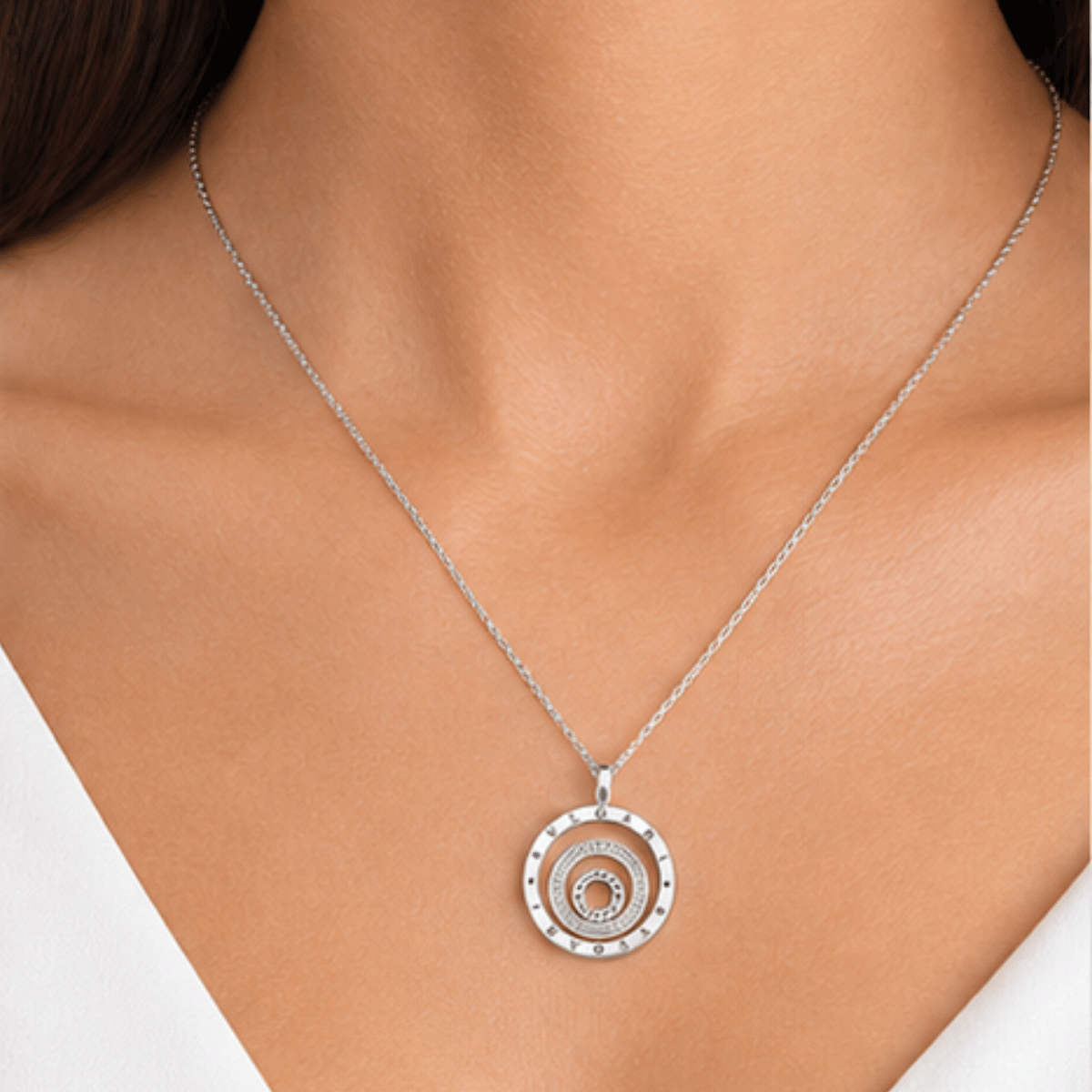 Celestial Halo Circle Pendant Necklace