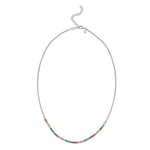 Sterling Silver Rhodium Plated Rainbow CZ Necklace