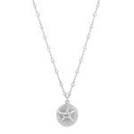 Sterling Silver Rhodium Plated Starfish Medallion Necklace