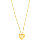 Sterling Silver Gold Plated Large Puffed Heart Long Necklace