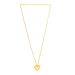 Sterling Silver Gold Plated Large Puffed Heart Long Necklace