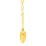 Sterling Silver Gold Plated Large Puffed Heart Long Necklace