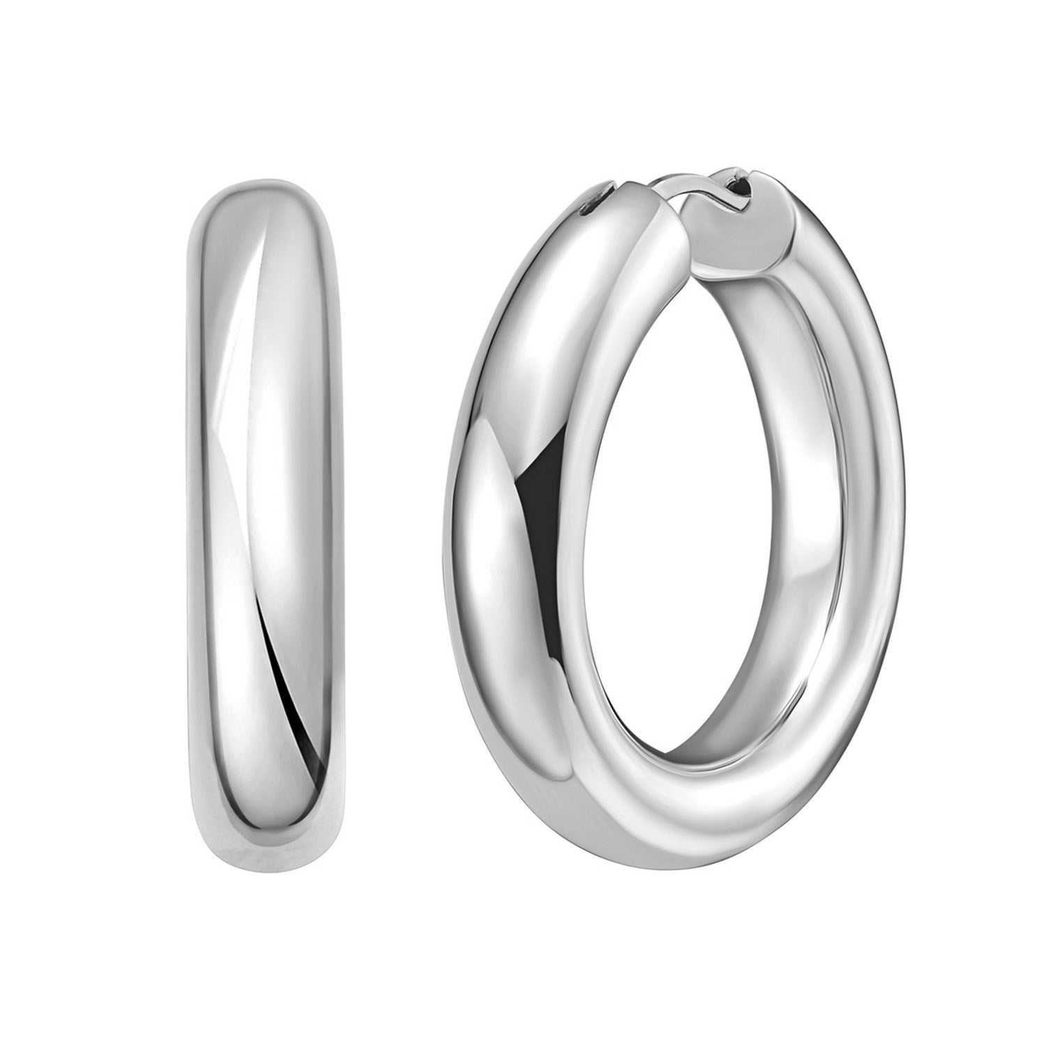 Sterling Silver Round Hoop Earrings (20 mm)
