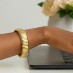 Sterling Silver Yellow Gold Plated Thick Tubogas Bracelet (16.00 mm)