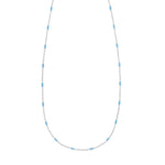 Sterling Silver Rhodium Plated Blue Enamel Beaded Necklace