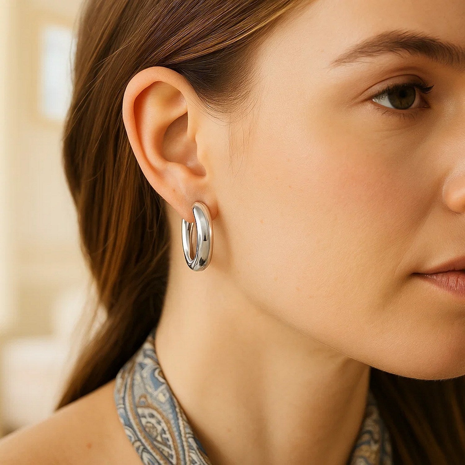 Sterling Silver Classic Round Hoop Earrings