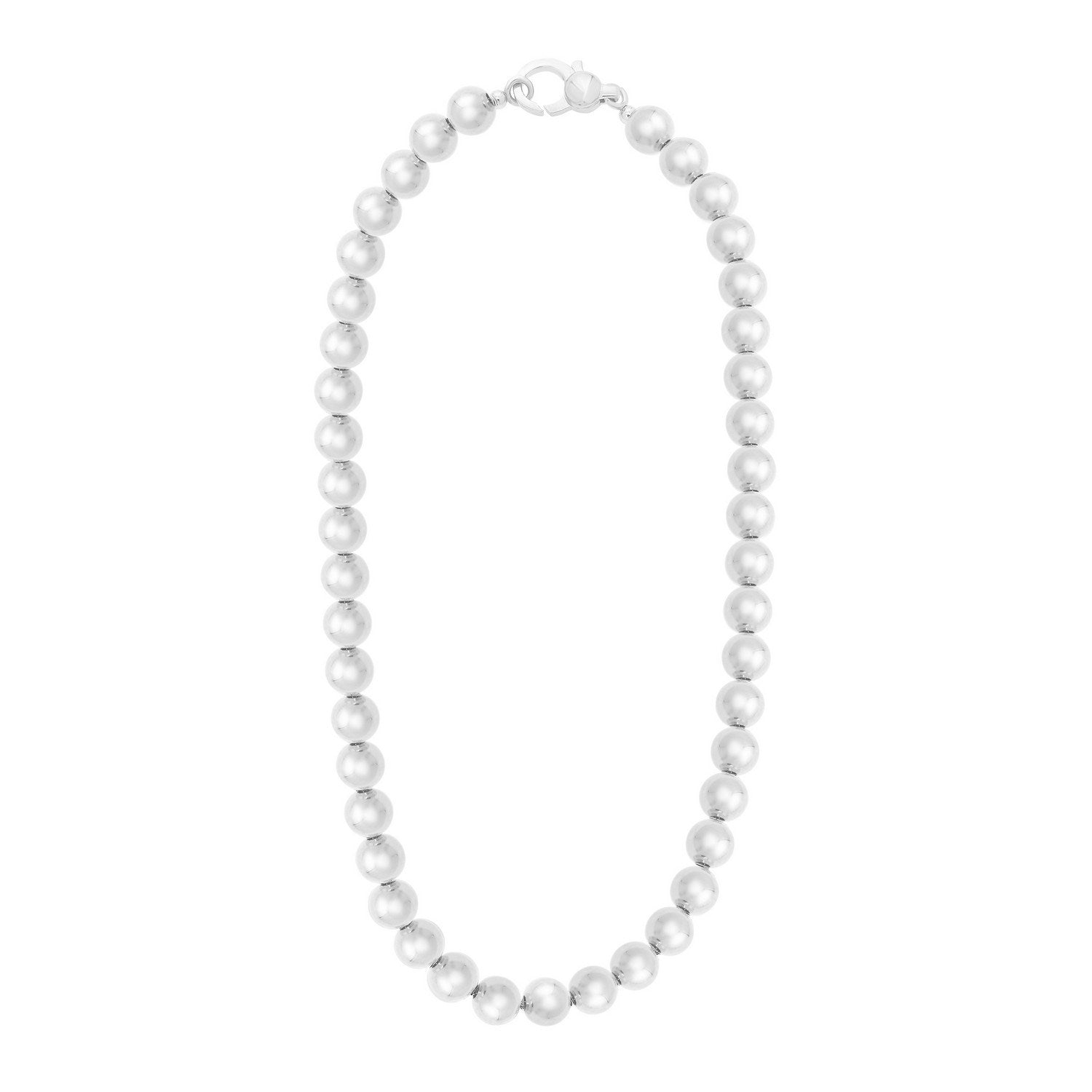 Sterling Silver Rhodium Plated Bold Bead Necklace