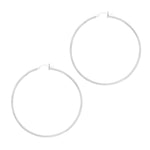 Rhodium Plated Hoop Earrings in Sterling Silver (2x60mm)