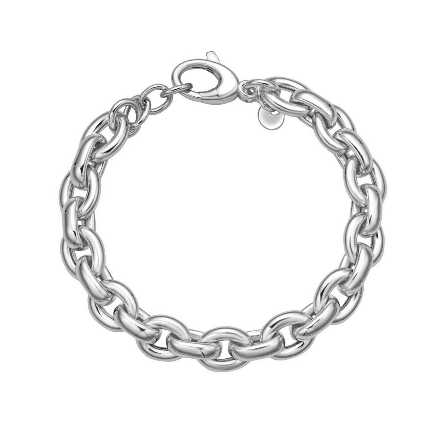 Sterling Silver Rhodium Plated Oval Link Bracelet