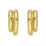 Sterling Silver Yellow Gold Plated Double Row Big and Small Round Hoop Earrings