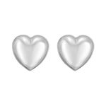Sterling Silver Rhodium Plated Puffed Large Heart Stud Earrings