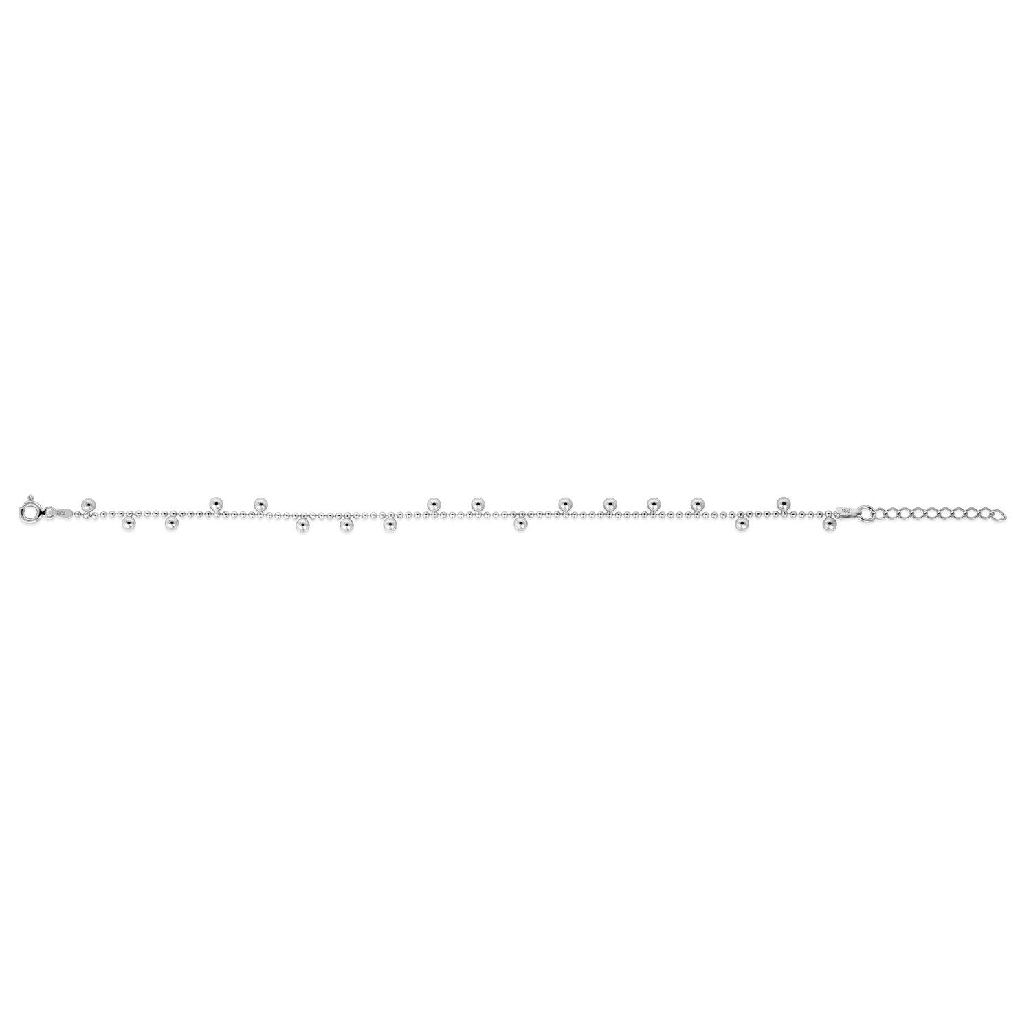 Sterling Silver Rhodium Plated Drop Bead Bracelet