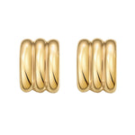 Sterling Silver Yellow Gold Plated Triple Row C Hoop Earrings