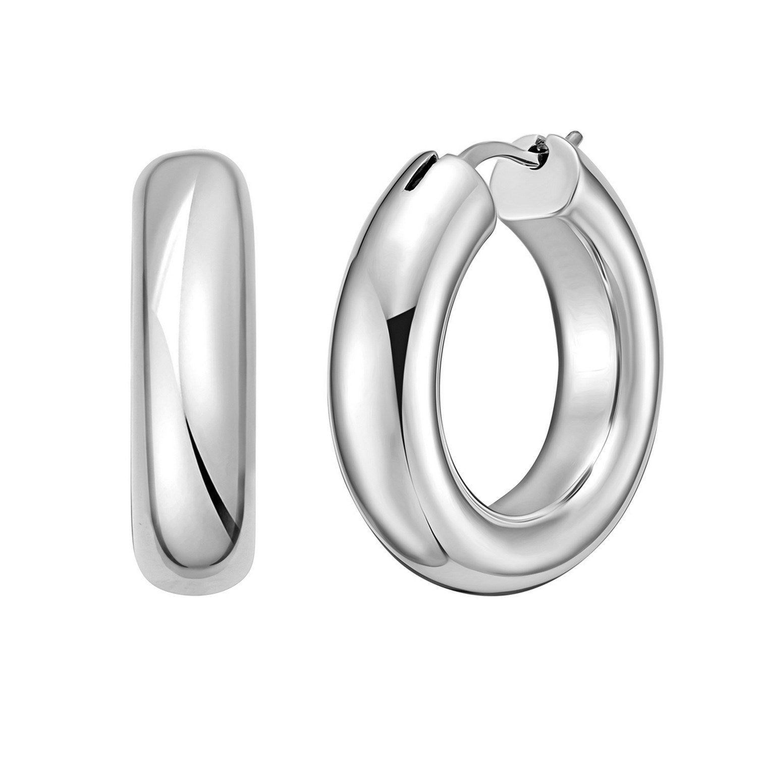 Sterling Silver Round Hoop Earrings (15 mm)