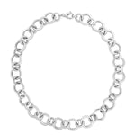 Sterling Silver Rhodium Plated Round Link Necklace