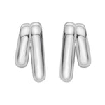 Sterling Silver Double Row Big and Small Hoop Earrings