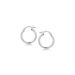 Polished Sterling Silver and Rhodium Plated Hoop Earrings (2x15mm)