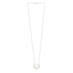 Sterling Silver Rhodium Plated Puffy Heart Necklace