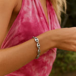 Sterling Silver Rhodium Plated Heart Bead Friendship Bracelet