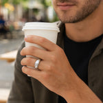 Sterling Silver Rhodium Plated Sculpted Domed Ring