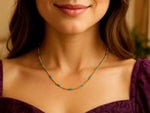 Sterling Silver Gold Plated Blue Enamel Beaded Necklace