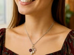 Sterling Silver Rhodium Plated Cubic Zirconia Charm Necklace