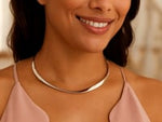 Sterling Silver Rhodium Plated Sculpted Collar Necklace